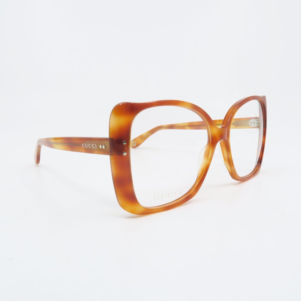 Gucci Gg0473o 003 55mm Havana/Havana Square New Women's Eyeglasses Frames.